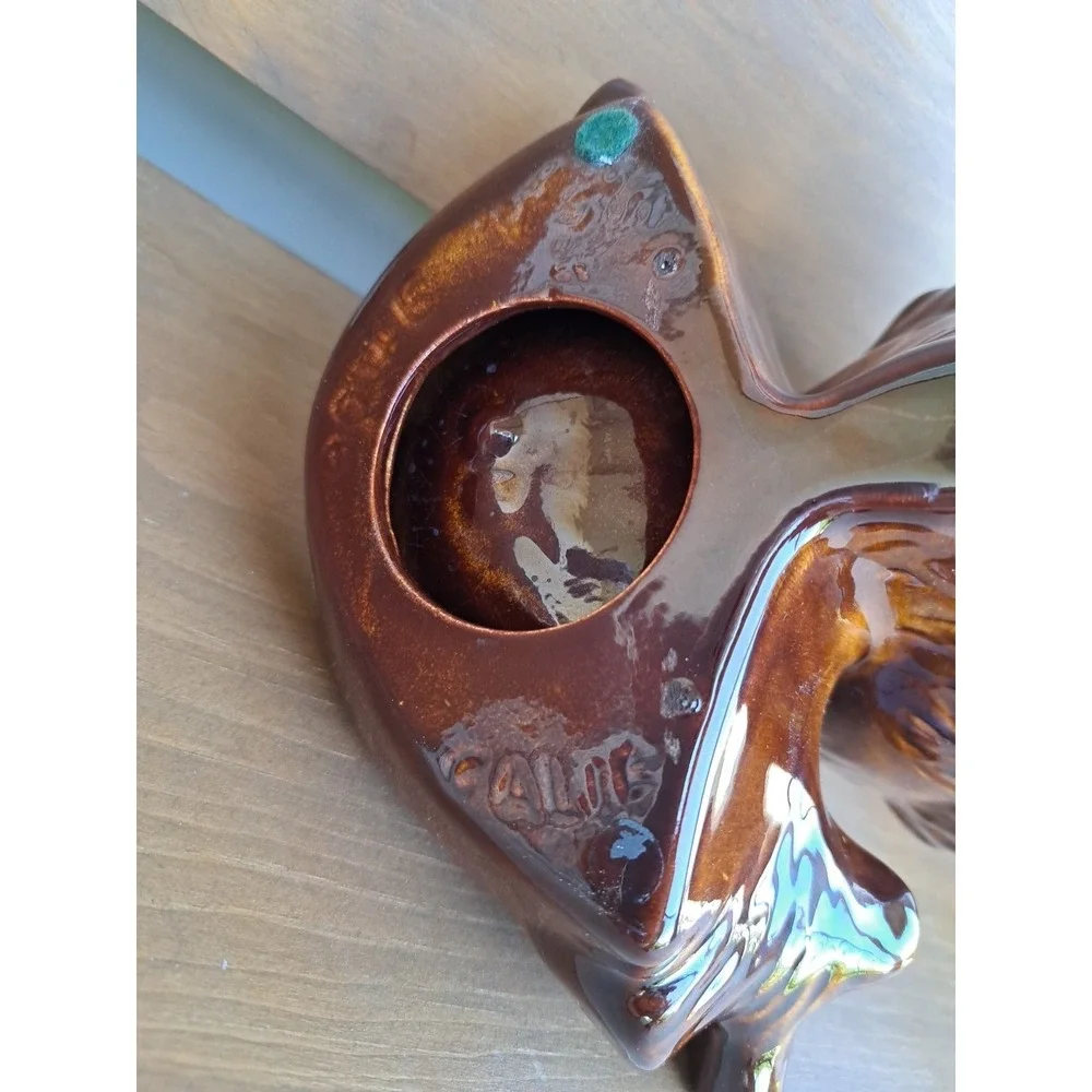 VTV California Pottery Glaze‎ Ceramic Owl Coin Tray Brown Collectable Decorative